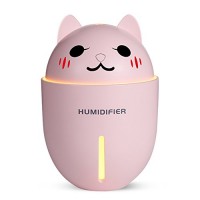 320ml Mini Cute Humidifier Cool Mist Silent LED Night Light USB Portable Desk Fan and Table Lamp 3 in 1 for Car  Home  Office(Pink) - B07CPN8LNG